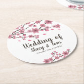 Cherry Blossom Tree Petals Pink Wedding Ronde Kartonnen Onderzetter (Gebogen)