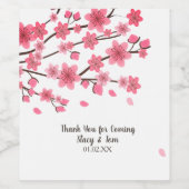 Cherry Blossom Tree Petals Pink Wedine Label Wijn Etiket (Enkel label)