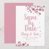 Cherry Blossom Tree Petals Save the Date Kaart (Voorkant / Achterkant)