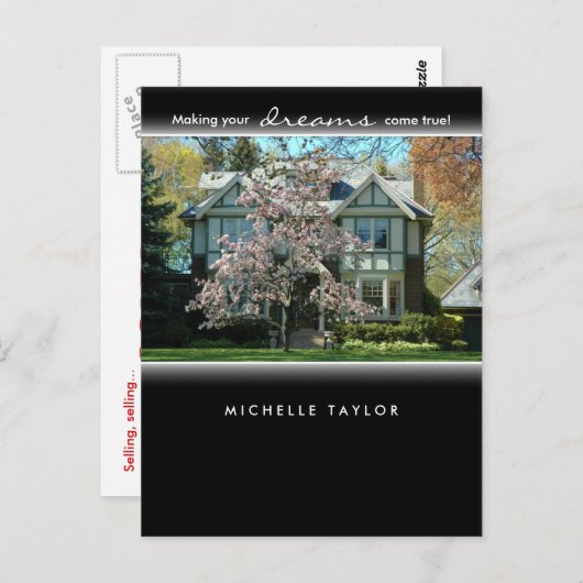 Cherry Blossom Tree Real Estate House Briefkaart 2 (Voorkant / Achterkant)