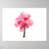Cherry Blossom Tree Roze Waterverf Poster (Voorkant)
