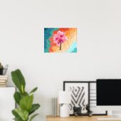 Cherry Blossom Tree Roze Waterverf Poster (Thuiskantoor)