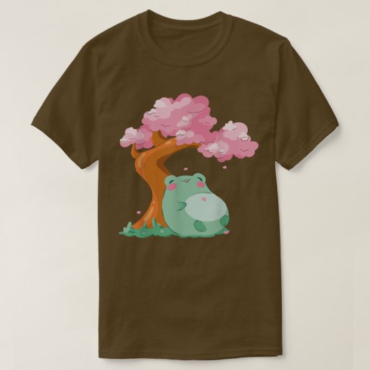 Cherry Blossom Tree Sakura Cute Frog Kawaii Japane T-shirt (Design voorkant)