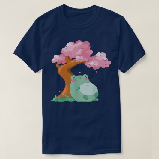 Cherry Blossom Tree Sakura Cute Frog Kawaii Japane T-shirt (Design voorkant)