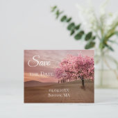 Cherry Blossom Tree Save the Date Briefkaart (Staand voorkant)