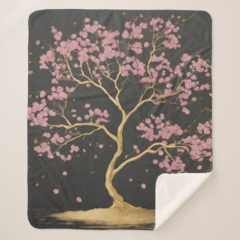 Cherry Blossom Tree Sherpa Deken