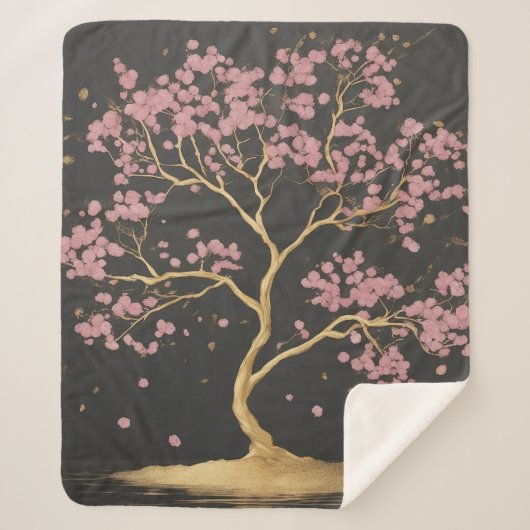 Cherry Blossom Tree Sherpa Deken (Voorkant)