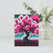 Cherry Blossom Tree Synthwave 803 Briefkaart (Staand voorkant)