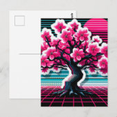 Cherry Blossom Tree Synthwave 803 Briefkaart (Voorkant / Achterkant)