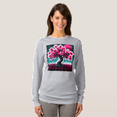 Cherry Blossom Tree Synthwave 803 T-shirt (Voorkant volledig)