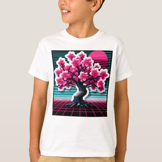 Cherry Blossom Tree Synthwave 803 T-shirt (Voorkant)