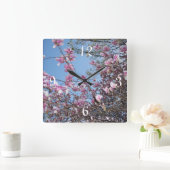 Cherry Blossom Tree Vierkante Klok (Huis)