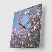Cherry Blossom Tree Vierkante Klok (Hoek)