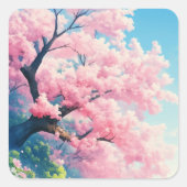 Cherry Blossom Tree Vierkante Sticker (Voorkant)