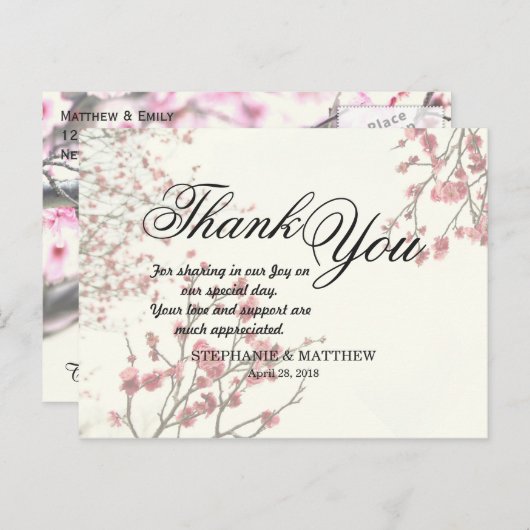  Cherry Blossom Trees op Elegant White Briefkaart (Voorkant / Achterkant)