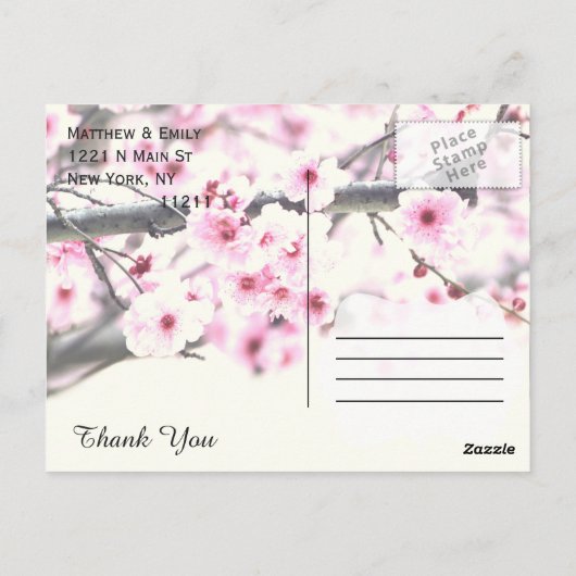  Cherry Blossom Trees op Elegant White Briefkaart (Achterkant)