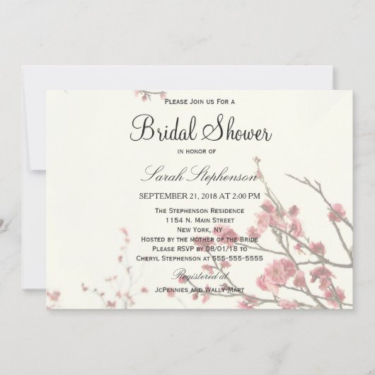 Cherry Blossom Trees op Elegant White Kaart (Voorkant)