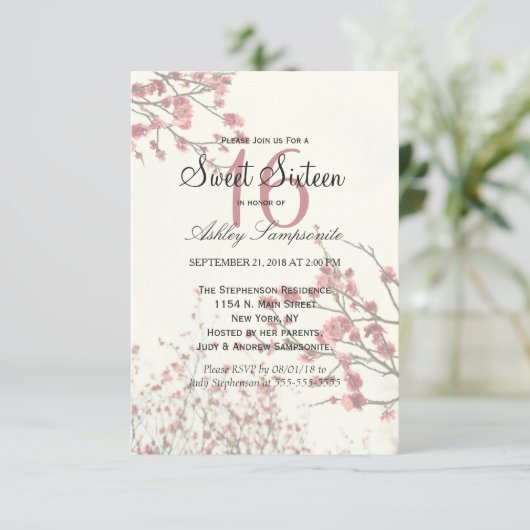  Cherry Blossom Trees op Elegant White Kaart (Staand voorkant)