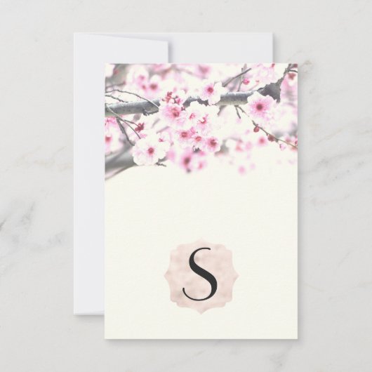 Cherry Blossom Trees op Elegant White Kaart (Achterkant)