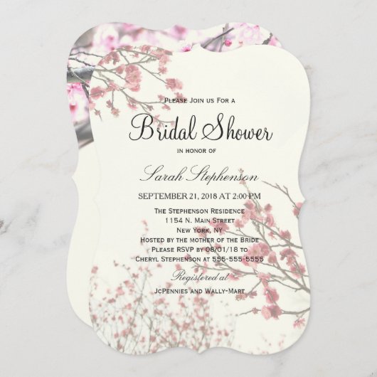 Cherry Blossom Trees op Elegant White Kaart (Voorkant / Achterkant)