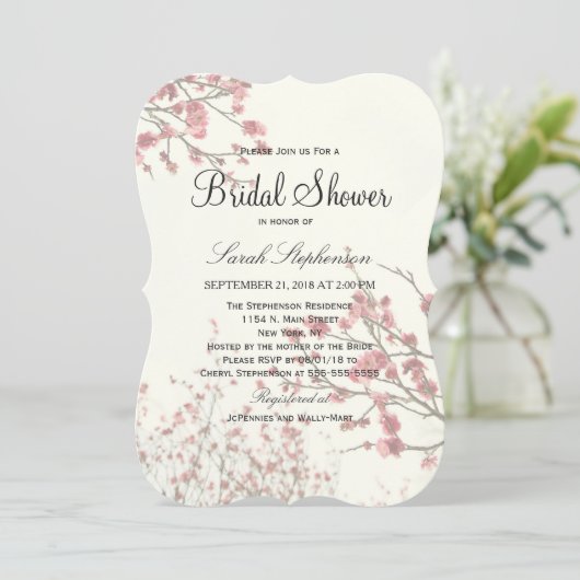 Cherry Blossom Trees op Elegant White Kaart (Staand voorkant)