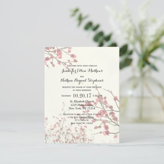  Cherry Blossom Trees op Elegant White Kaart (Staand voorkant)