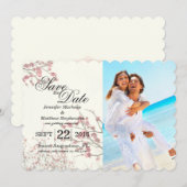 Cherry Blossom Trees op Elegant White Save The Date (Voorkant / Achterkant)