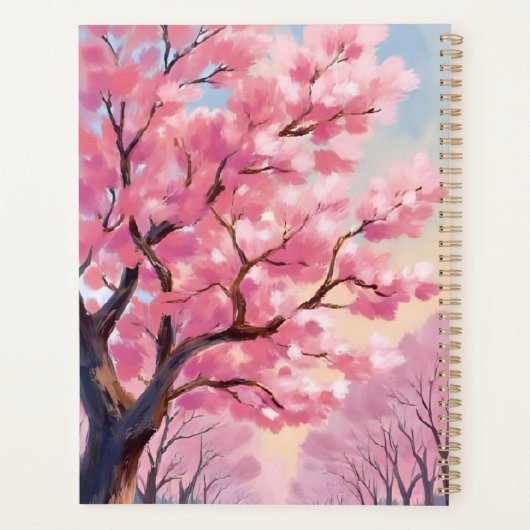 Cherry Blossom Trees Pink Floral Painting Planner (Achterkant)