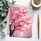 Cherry Blossom Trees Roze Bloemen Schilderij Briefkaart