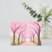 Cherry Blossom Trees Roze Waterverf Path Briefkaart (Staand voorkant)