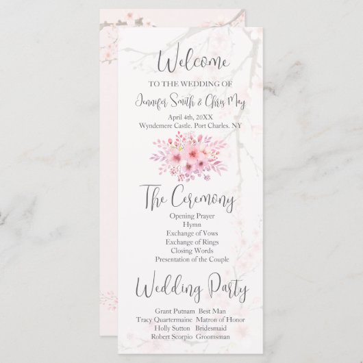 Cherry Blossom Trouwprogramma (Voorkant / Achterkant)