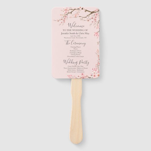 Cherry Blossom Trouwprogramma Handwaaier (Voorkant)