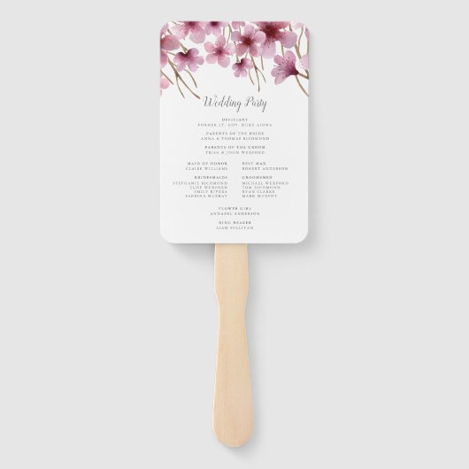 Cherry Blossom Trouwprogramma Handwaaier (Achterkant)