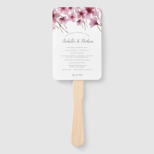 Cherry Blossom Trouwprogramma Handwaaier (Voorkant)