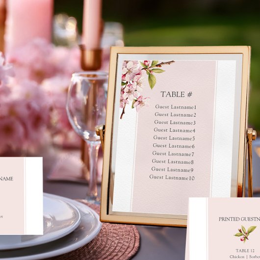 Cherry Blossom Trouwtafel Zitplaatsen Kaart