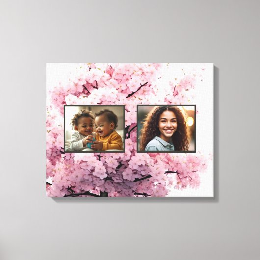 Cherry Blossom Twee Foto Uitgerekt Canvas Print (Voorkant)