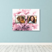 Cherry Blossom Twee Foto Uitgerekt Canvas Print (Insitu (Houten vloer))