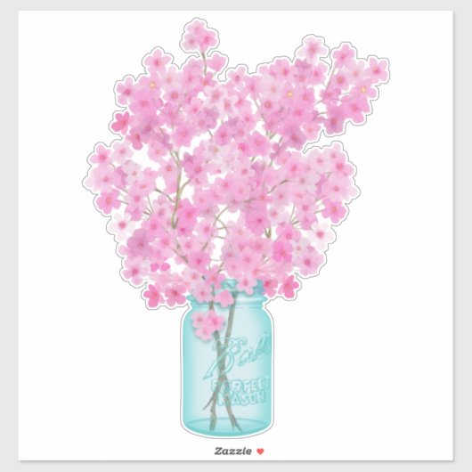 Cherry Blossom Twigs in Canning Jar Sticker (Vel)