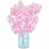 Cherry Blossom Twigs in Canning Jar Sticker (Voorkant)