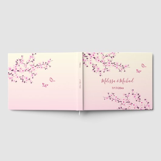 Cherry Blossom Two Butterflies | Roze Gastenboek (Volledig)
