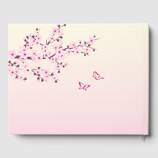 Cherry Blossom Two Butterflies | Roze Gastenboek (Achterkant)