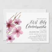 Cherry Blossom | Uitnodiging Eerste Communie Parti (Voorkant)