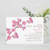 Cherry Blossom | Uitnodiging tot Baby shower (Staand voorkant)