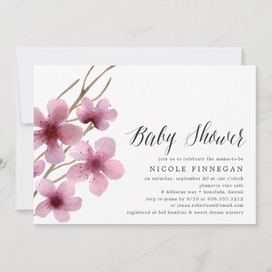 Cherry Blossom | uitnodiging tot baby shower (Voorkant)