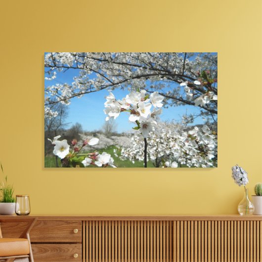 Cherry Blossom Valley Wrapped Canvas Print (Insitu (Woonkamer))