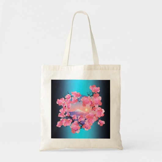 Cherry Blossom van de berg Fuji blauw Tote Bag (Voorkant)