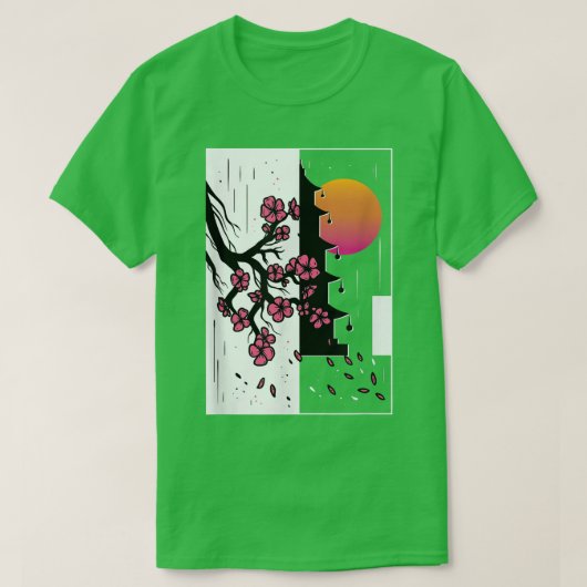 Cherry Blossom Vaporwave Sakura Japans esthetisch T-shirt (Design voorkant)
