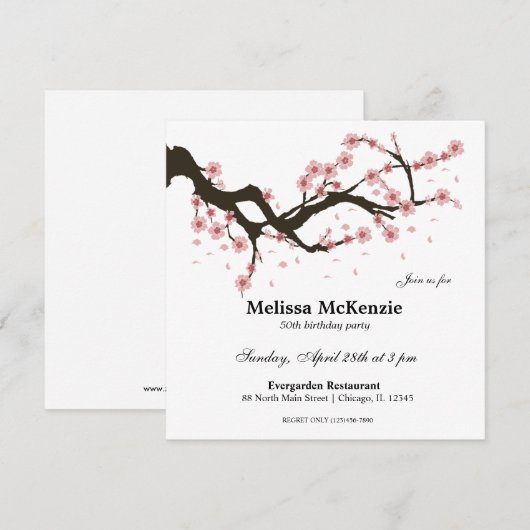 Cherry Blossom verjaarfeestje Kaart (Voorkant / Achterkant)
