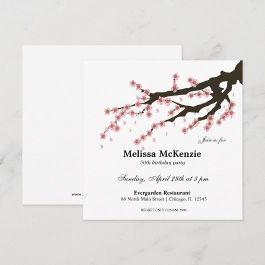 Cherry Blossom verjaarfeestje Kaart (Voorkant / Achterkant)