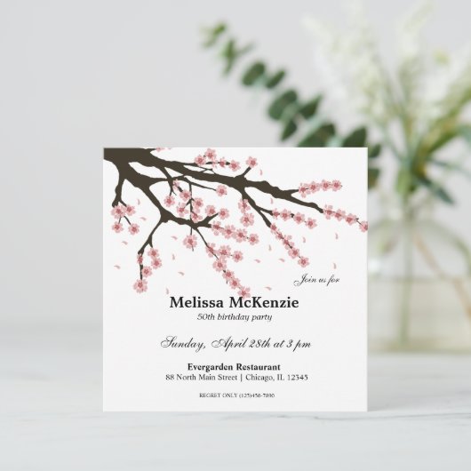 Cherry Blossom verjaarfeestje Kaart (Staand voorkant)